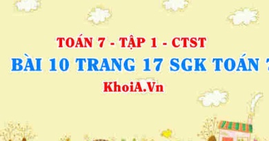 Bài 10 trang 17 SGK Toán 7 tập 1 Chân trời sáng tạo